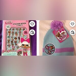 L.O.L. Surprise! Sticker Book and Beanie Set - Pink and Blue